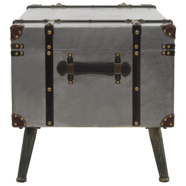 vidaXL Coffee Table Silver MDF, Aluminum, Steel, Polyester Large Storage