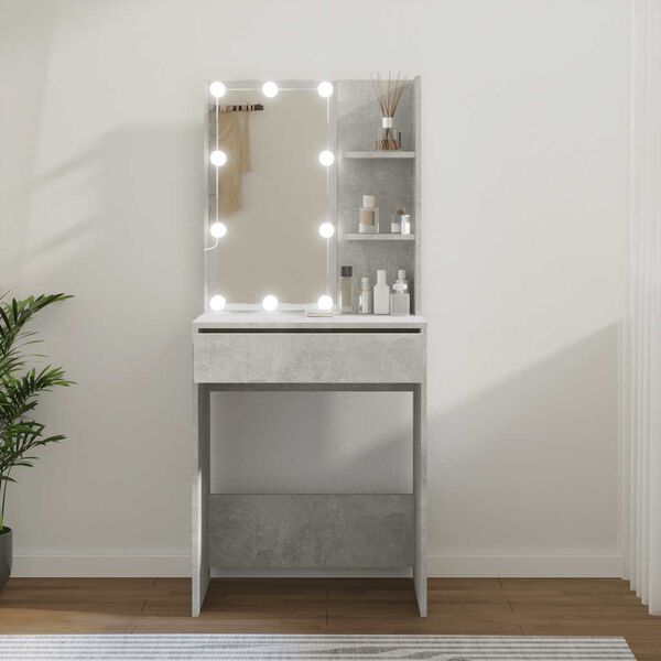 vidaXL Dressing Table Concrete Grey Engineered Wood Medium