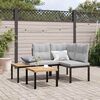 vidaXL Garden Bench Set of 2 Black Powder-coated steel 68.1 in Modular