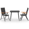 vidaXL Dining Set Black and Brown PE Rattan, WPC, Steel, Glass Standard