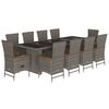 vidaXL Garden Dining Set Grey PE rattan, powder-coated steel, tempered glass