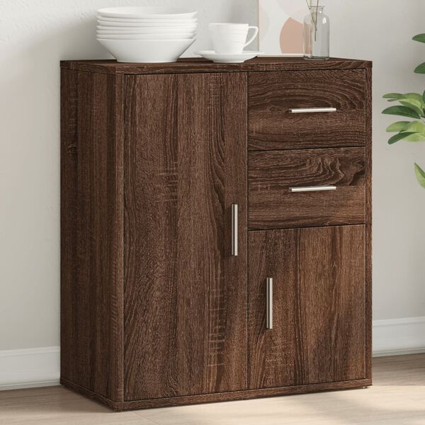 vidaXL Sideboard Brown Oak Engineered Wood Medium Storage Sideboard