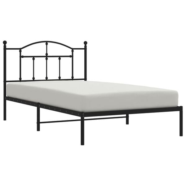 vidaXL Bed Frame Black Powder-Coated Steel Twin Bed Frame Rectangular
