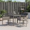 vidaXL Garden Chair Set of 4 Grey PE rattan, powder-coated steel Medium
