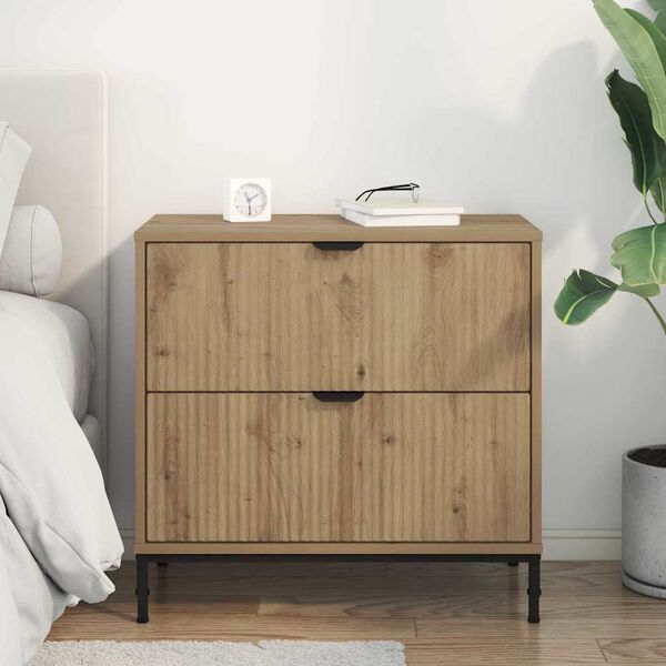 vidaXL Bedside Table artisan oak 63.5 x 36 x 61 cm Engineered wood