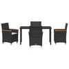 vidaXL Garden Dining Set 5 pcs Black poly rattan