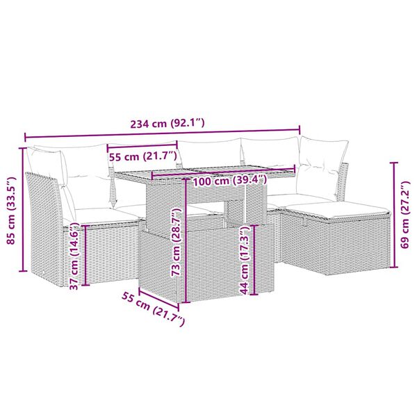 vidaXL Garden Sofa Set Beige PE rattan Large Modular Garden Sofa Set