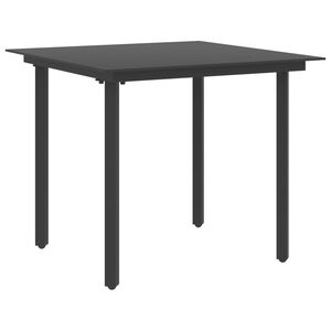vidaXL Garden Table Black Powder-coated steel, glass Medium Durable