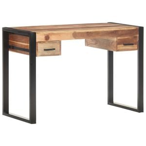 vidaXL Desk Natural wood and black
