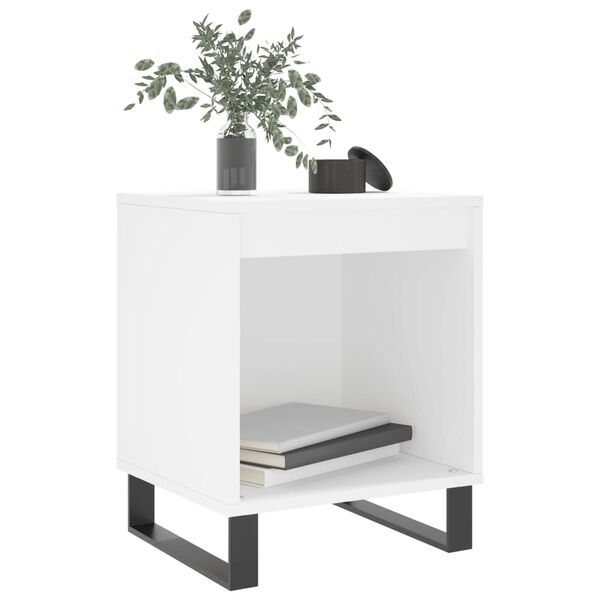 vidaXL Bedside Cabinet White Engineered wood, Metal 15.7x13.8x19.7 in
