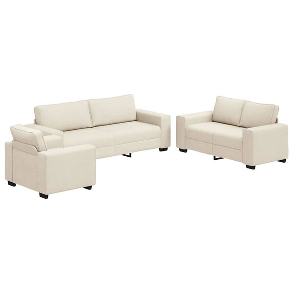 vidaXL Sofa 3 pcs Beige Linen-blend Fabric