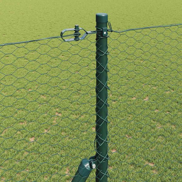 vidaXL Fence Post Green 164.04 x 5.25 ft (0.98 in mesh) Steel and PVC