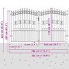 vidaXL Fence Gate with Spear Top Black 120.1"x 68.9" Powder-coated Steel