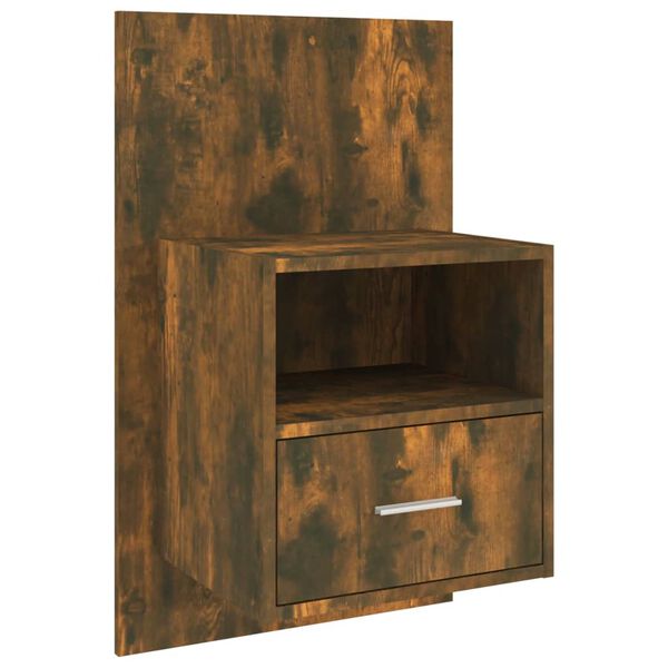vidaXL Wall-mounted Bedside Cabinet Smoked oak Engineered wood Medium
