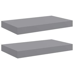 vidaXL Floating Wall Shelves 2 pcs Gray 15.7"x9.1"x1.5" MDF