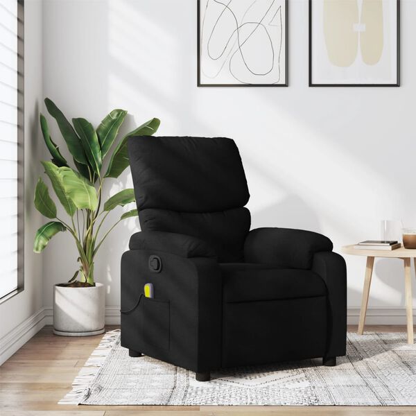 vidaXL Massage Recliner Chair Black Polyester Single Sofa