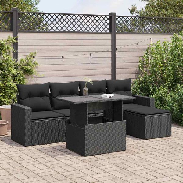 vidaXL Garden Sofa Set Black PE Rattan Large Garden Sofa Set