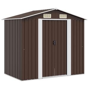 vidaXL Garden Shed Brown Galvanized Steel Large Durable Garden Shed