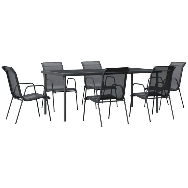 vidaXL Garden Dining Set Black Steel 74.8 x 35.4 x 29.1 in. table