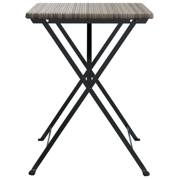 vidaXL Folding Bistro Table Grey PE rattan, powder-coated steel Compact