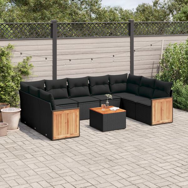 vidaXL Garden Sofa Set Black