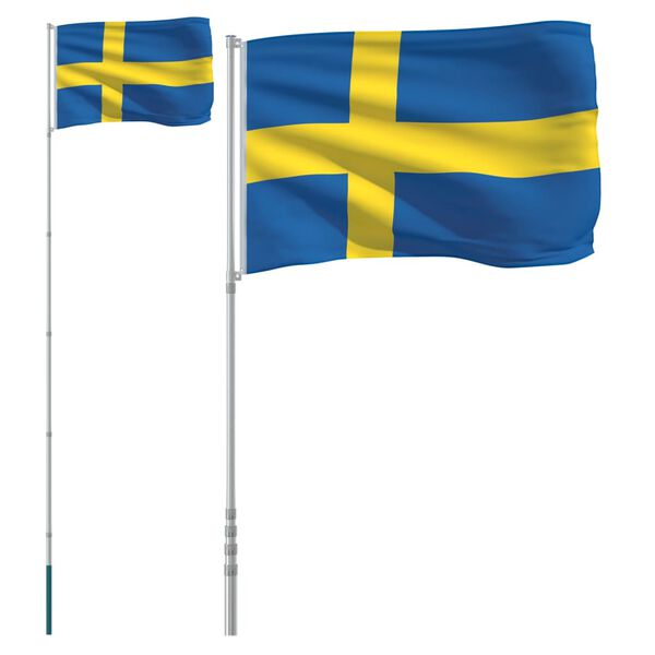vidaXL Sweden Flag Multicolor, Silver Polyester, Aluminum Large