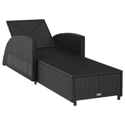 vidaXL Sun Lounger with Cream White Cushion Poly Rattan Black