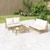 vidaXL Garden Bench Natural Bamboo, Cream White Bamboo, Polyester (cushions)