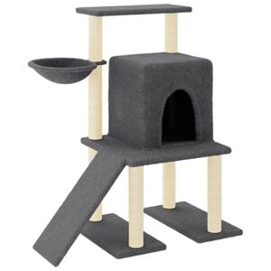 vidaXL Cat Tree Dark Grey Engineered wood, plush, sisal Large
