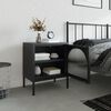 vidaXL Nightstand Black Powder-coated steel, fluted glass
