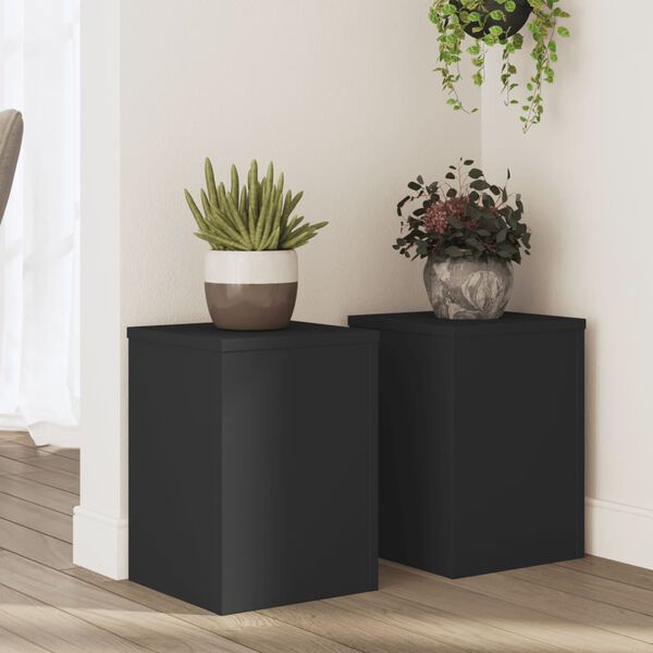 vidaXL Plant Stand Set of 2 Black Engineered wood Medium