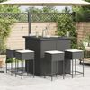 vidaXL Garden Bar Set Black PE Rattan Medium Durable Bar Set