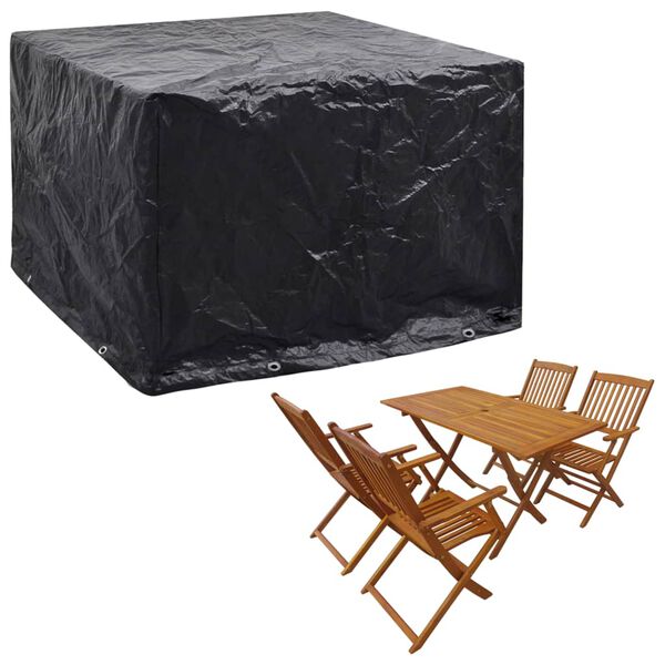 vidaXL Garden Furniture Cover Set of 2 Black Polyethylene