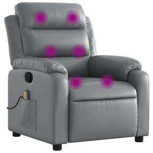 vidaXL Massage Recliner Chair Grey Faux Leather Standard