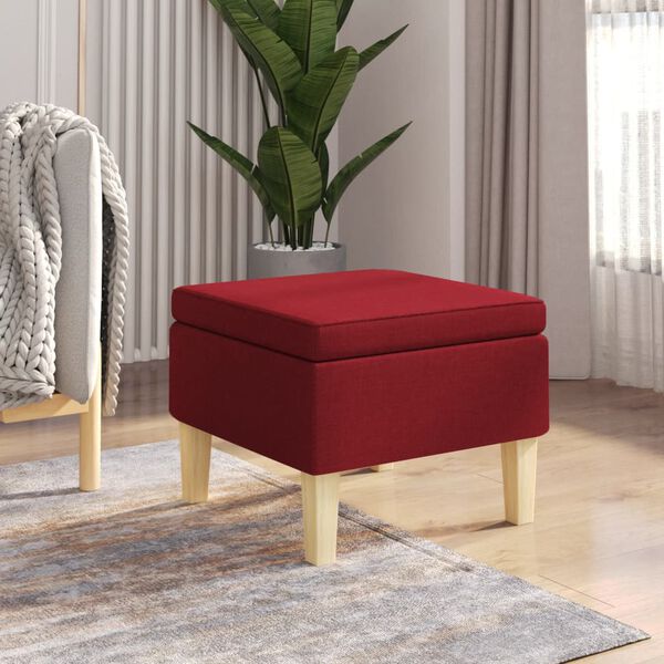vidaXL Stool Wine Red Fabric (100% polyester), rubber wood