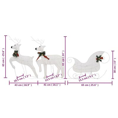 vidaXL Reindeer & Sleigh Christmas Decoration 140 LEDs Outdoor White