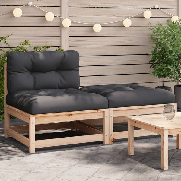 vidaXL Patio Sofa Anthracite, Pine Wood Solid Pine Wood, Oxford Fabric
