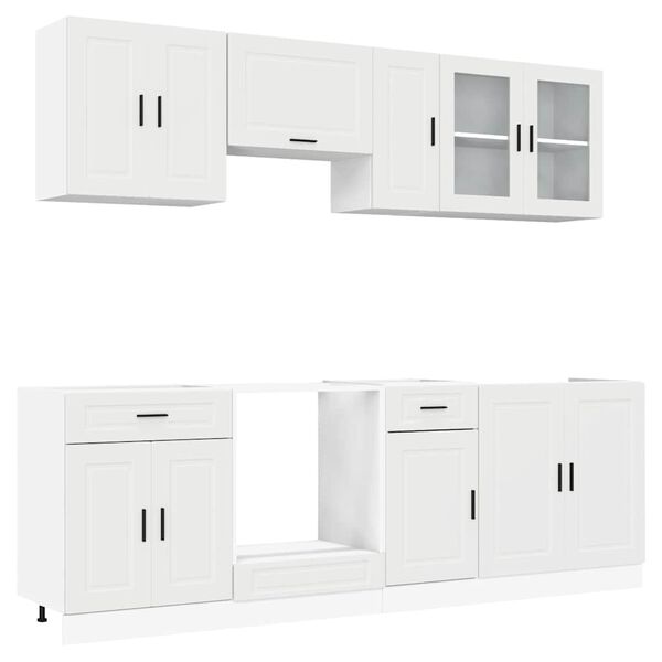 vidaXL Kitchen Cabinet Set White Engineered wood and glass Large