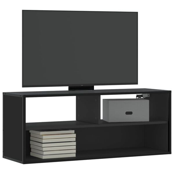 vidaXL TV Cabinet Black Engineered wood, metal Medium TV Cabinet