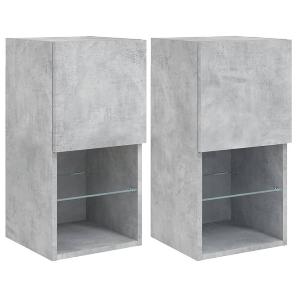 vidaXL TV Stands with LED Lights 2 pcs Concrete Gray 12"x11.8"x23.6"