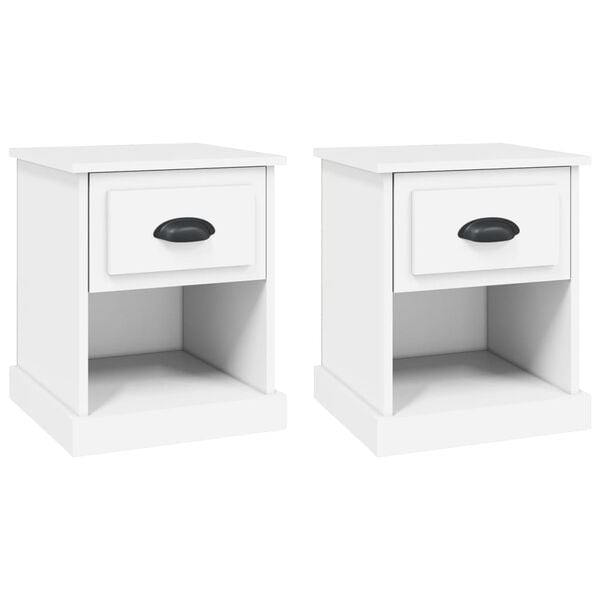 vidaXL Bedside Cabinet Set of 2 White Engineered wood