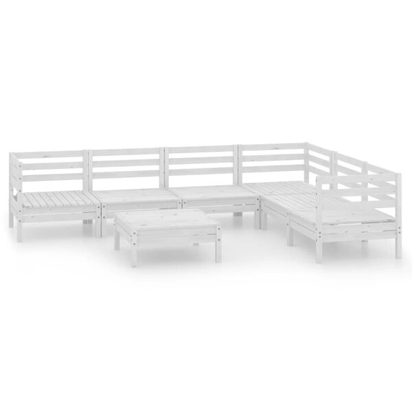 vidaXL Garden Lounge Set White Solid pinewood Medium Modular