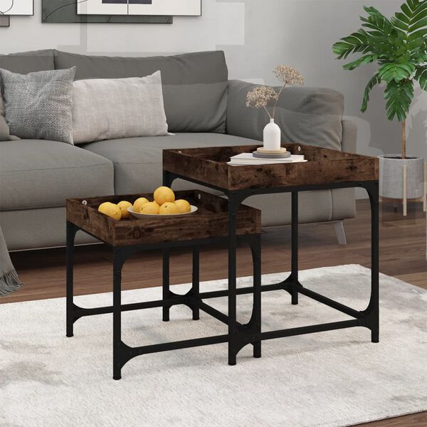 vidaXL Side Table Smoked Oak Engineered wood, steel Small