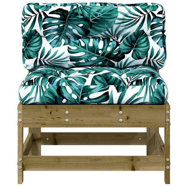 vidaXL Middle Sofa Pine Solid Pine Wood, Oxford Fabric Standard Size