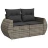 vidaXL Garden Sofa Set Grey PE Rattan Large Removable Covers