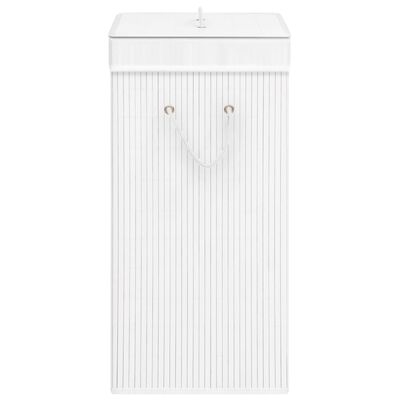 vidaXL Bamboo Laundry Basket with Single Section White