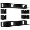 vidaXL TV Cabinet Set Wall-mounted 8 pcs Black Oak Engineered Wood