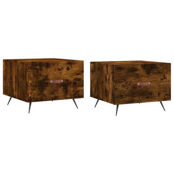 vidaXL Coffee Table Set of 2 Smoked oak Engineered wood, iron Medium