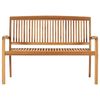 vidaXL Stacking Patio Bench with Cushion 50.6'' Solid Teak Wood