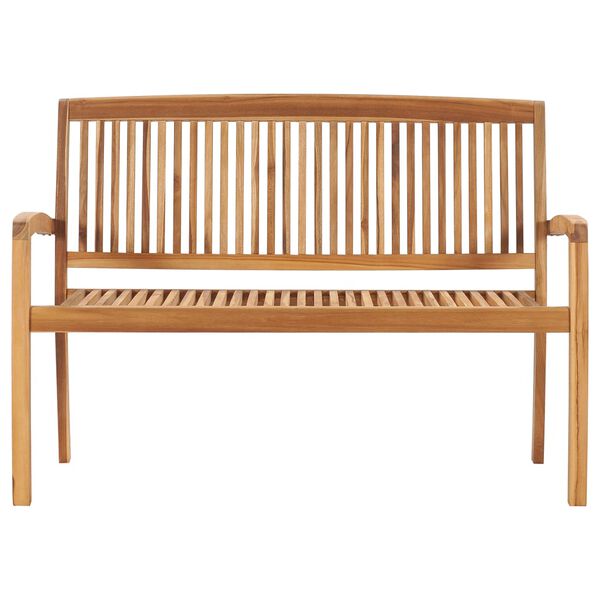 vidaXL Stacking Patio Bench with Cushion 50.6'' Solid Teak Wood